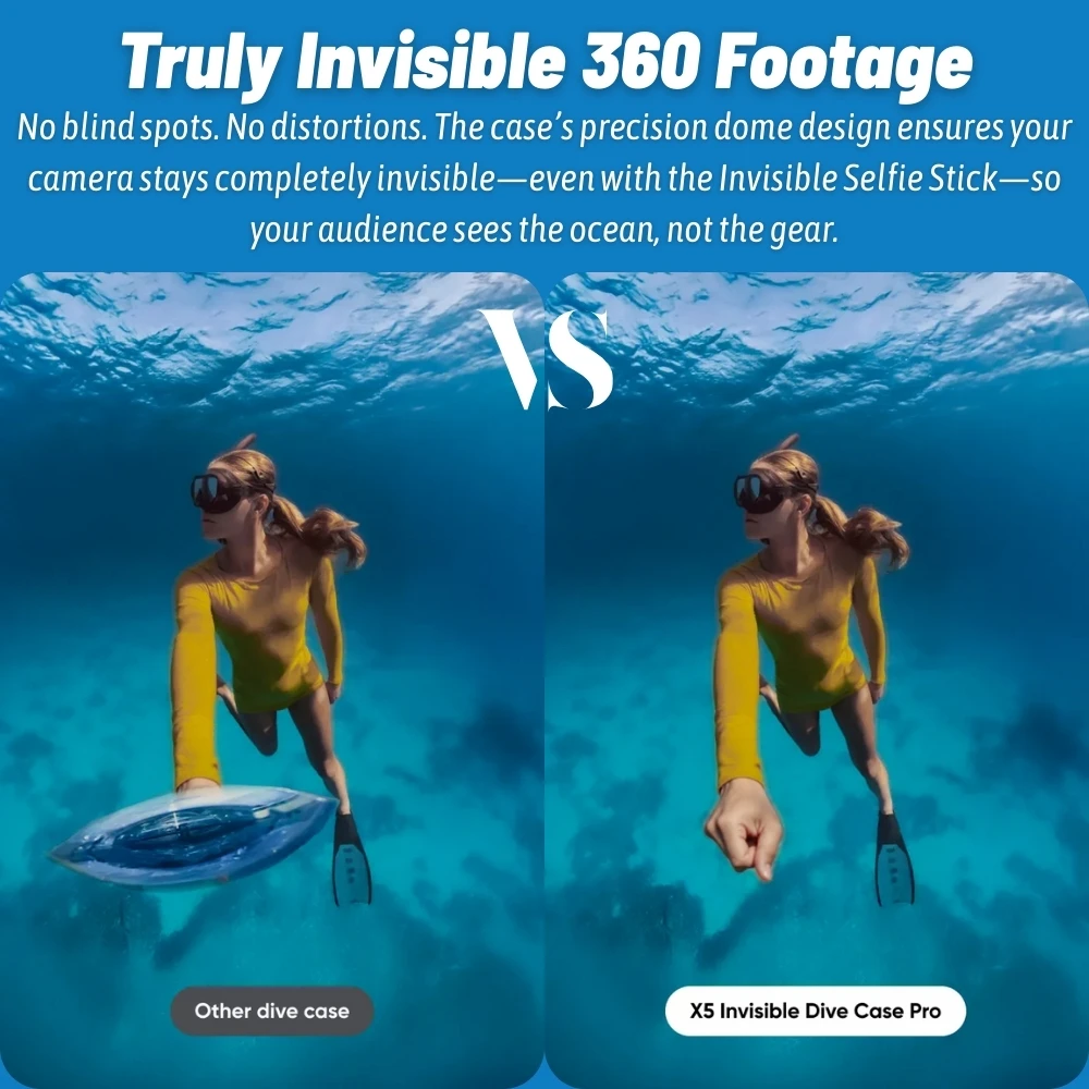 Boîtier de plongée invisible Insta360 X5 Pro – Étanche 50m