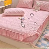 100% Waterproof Super Nordic Thick and Warm Fitted Sheet with Elastic Bands Princess Waterproof Bed Skirt Pink Mattress Covers 1