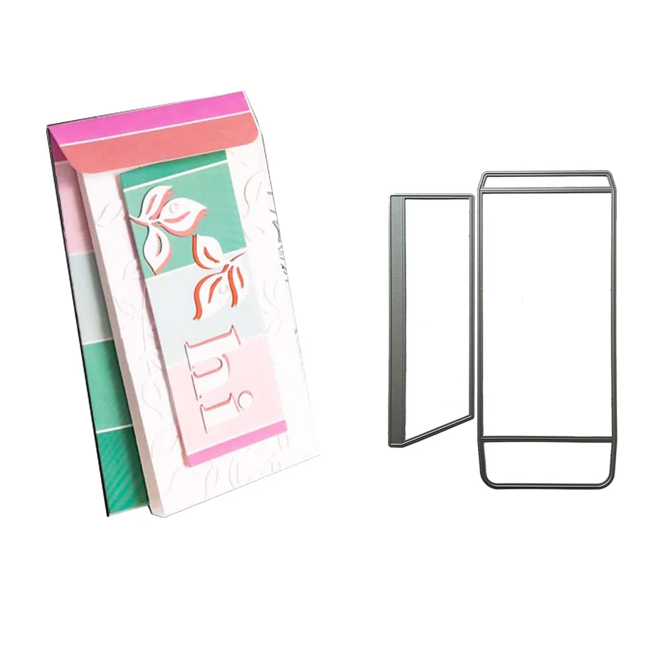 

Маленький сложенный конверт для скрапбукинга, вырезанные штампы, оформление «сделай сам», бумажная Подарочная карточка, металлическое ремесло, альбом