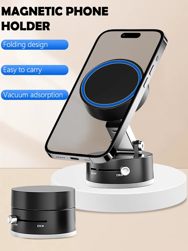 Mini Vacuum Magnetic Suction Cup Holder Car Glass Vacuum Double Sided Magnetic Holder For Iphone Android Smartphone