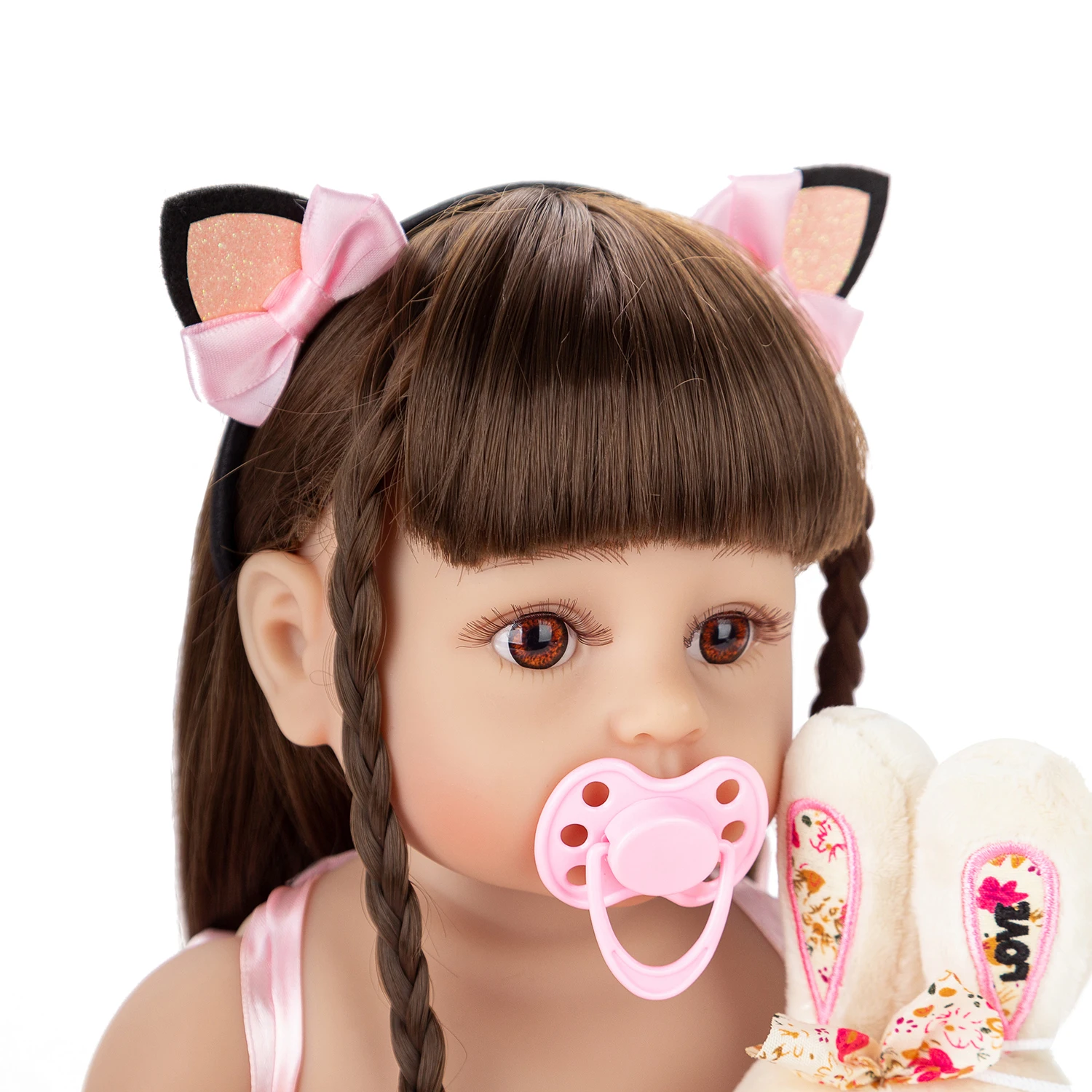 Brastoy boneca beba reborn 100percent silicone menina olhos