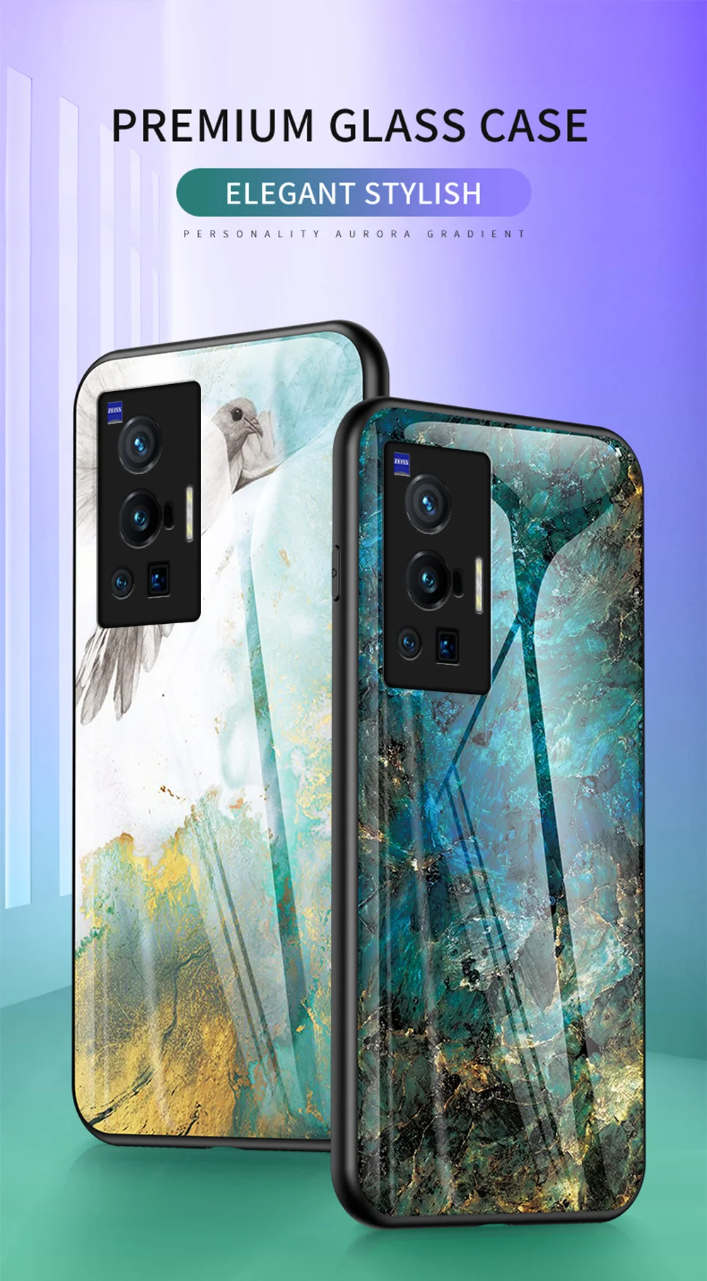 X80 Pro Plus Custodia DECLAREYAO Custodia rigida in vetro per VIVO X70 X60 X50 X30 X27 X23 X20 X9 S Custodia in silicone Ultra sottile Tempere_voghion.com