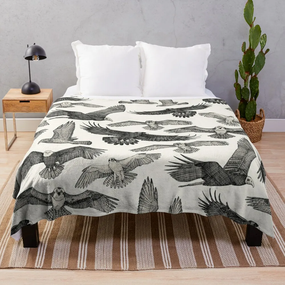 

birds of prey black Throw Blanket Kid'S Blanket Designer Blankets Blankets For Sofas Fluffy Shaggy Blanket