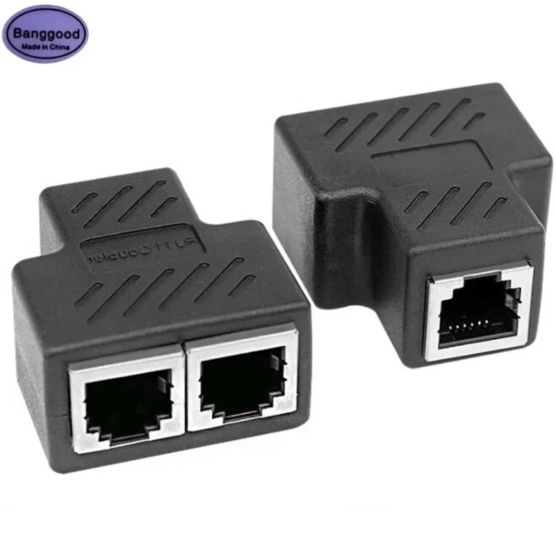 Lot 2pcs Banggood 1 to 2 Way RJ45 Female Splitter Socket Network Cable Adapter LAN Ethernet Connector Adapter For PC Laptop 2pcs sma female to uhf female adapter walkie talkie replacement for baofeng uv 5r series radio coaxial rf connector