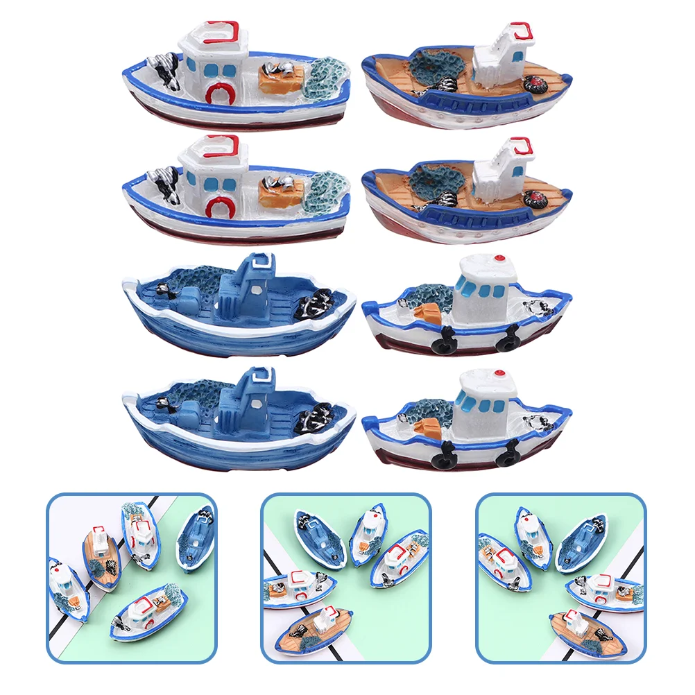 

8 Pcs Fishing Boat Landscaping Decoration Beach Cake Decorations Sailboat Ornament Mini Sandbox