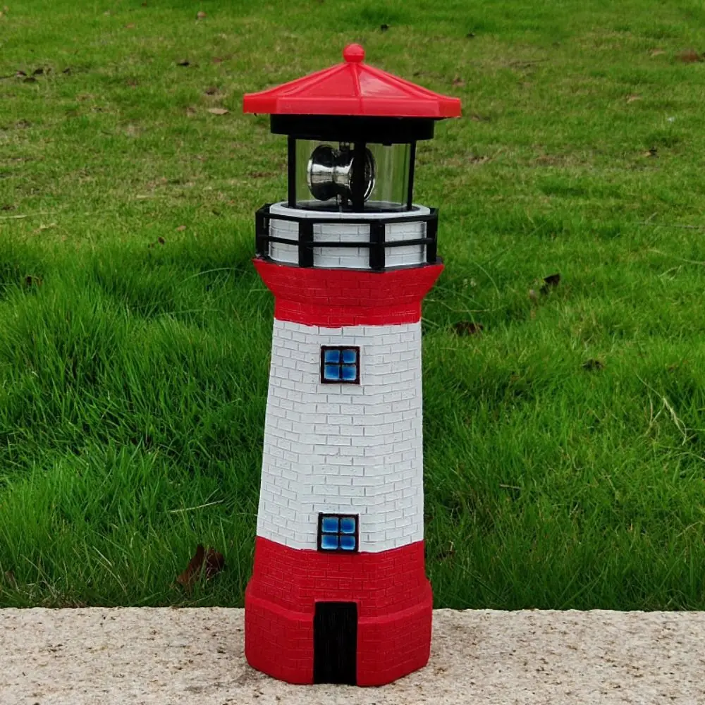 

Lighthouse-shape Solar Rotating Lighthouse 360 Degree Rotating Fadeless Rotating Lighthouse Light Resin LED Garden Lighthouse