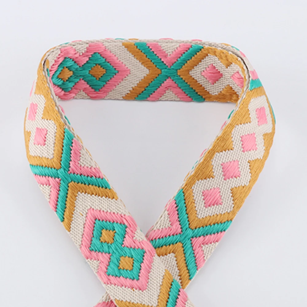 Ribbon Decoration Ribbon Supplies Webbing Craft Supplies 1/2/5Yards 38mm Ribbon BeltBag Parts Rhombus Vintage Woven Decorative Ethnic Multicolor Handbag Strap Jacquard Webbing