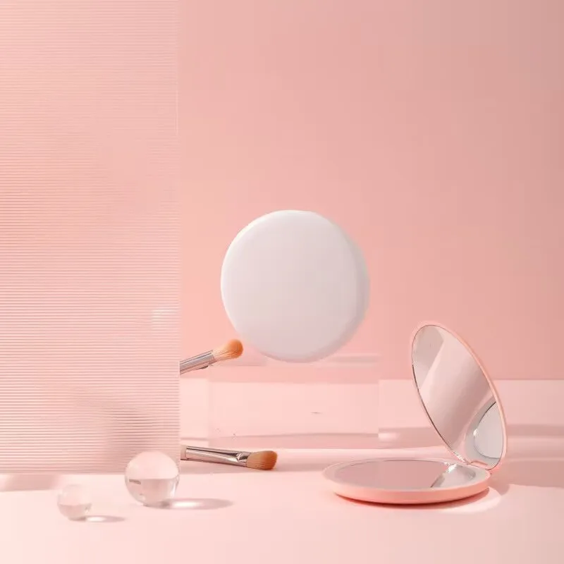 Miroir de Maquillage à Lumière LED pour Femme, Petite Poche, Effet Lumineux, Mini, Rose, Blanc