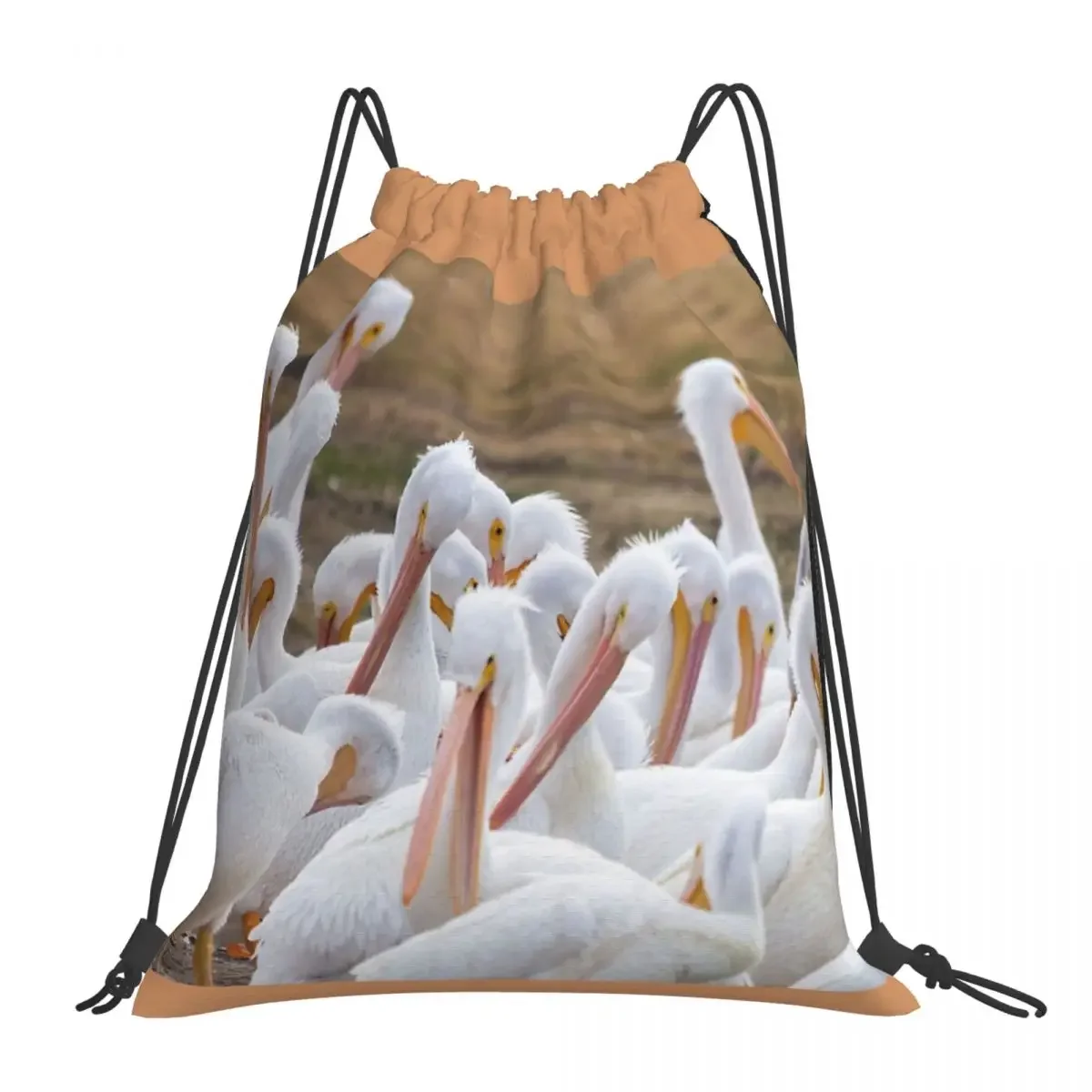 

A Pod Of Pelicans Backpacks Casual Portable Drawstring Bags Drawstring Bundle Pocket Sports Bag BookBag For Travel School