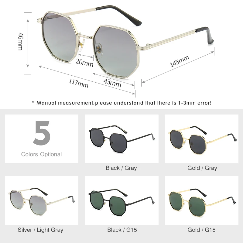 LM Hexagon Small Sunglasses Women Men Polarized Vintage Driving Glasses Fashion Metal Frame Eyewear UV400 oculos de sol_voghion.com