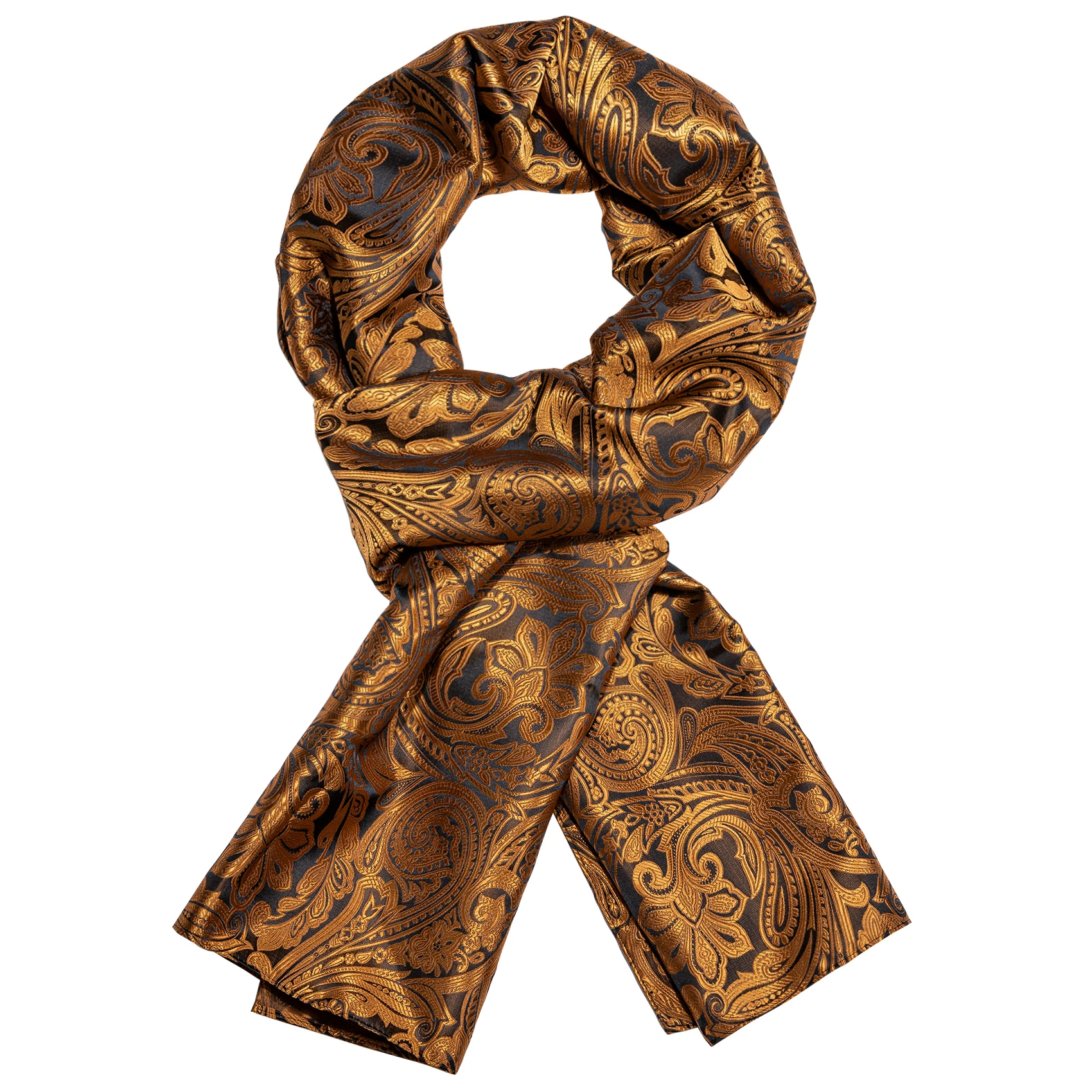 新品　【GOLDEN 】PAISLEY PRINT SILK スカーフ New Fashion Men Women Scarf Gold Paisley Scarf Autumn Winter