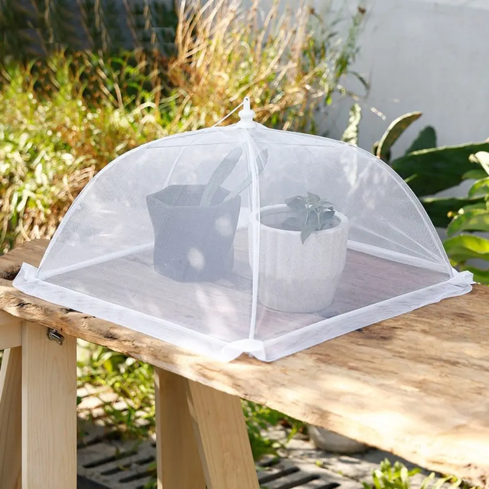 1Pc Umbrella Shape Mesh Food Cover Lace Fabric Foldable Insect Proof Protective Dish Covers