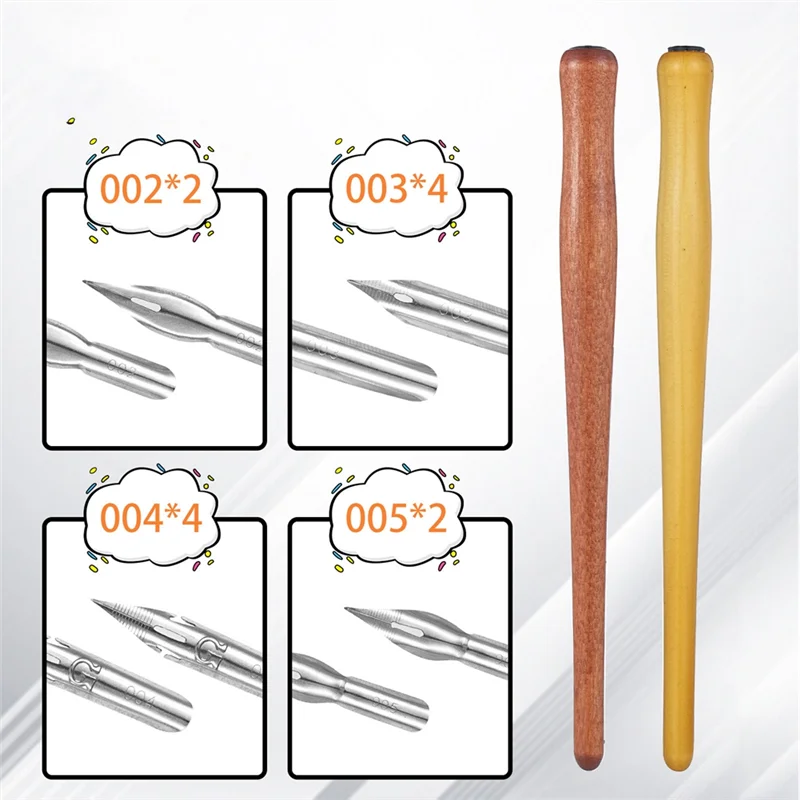 14 Pcs Dip Pen Nibs 홀더, 그림 서명 선물을 쓰기위한 스테인레스 스틸 펜촉이있는 나무 드로잉 펜 홀더
