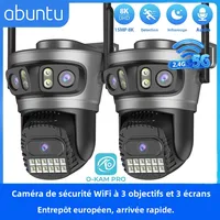 2 caméras de sécurité WiFi PTZ 15MP 8K 2.4G/5G à trois objectifs et trois écrans, caméra de surveillance extérieure avec détection humaine, application O-KAM PRO 1