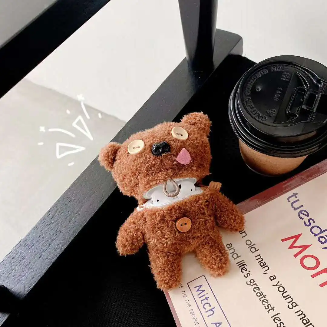 Botões de Pelúcia Bonito Urso Case para Apple Airpods Pro Bluetooth Fone de Ouvido Case Carga Cases Protetores Fones Case - Image 3