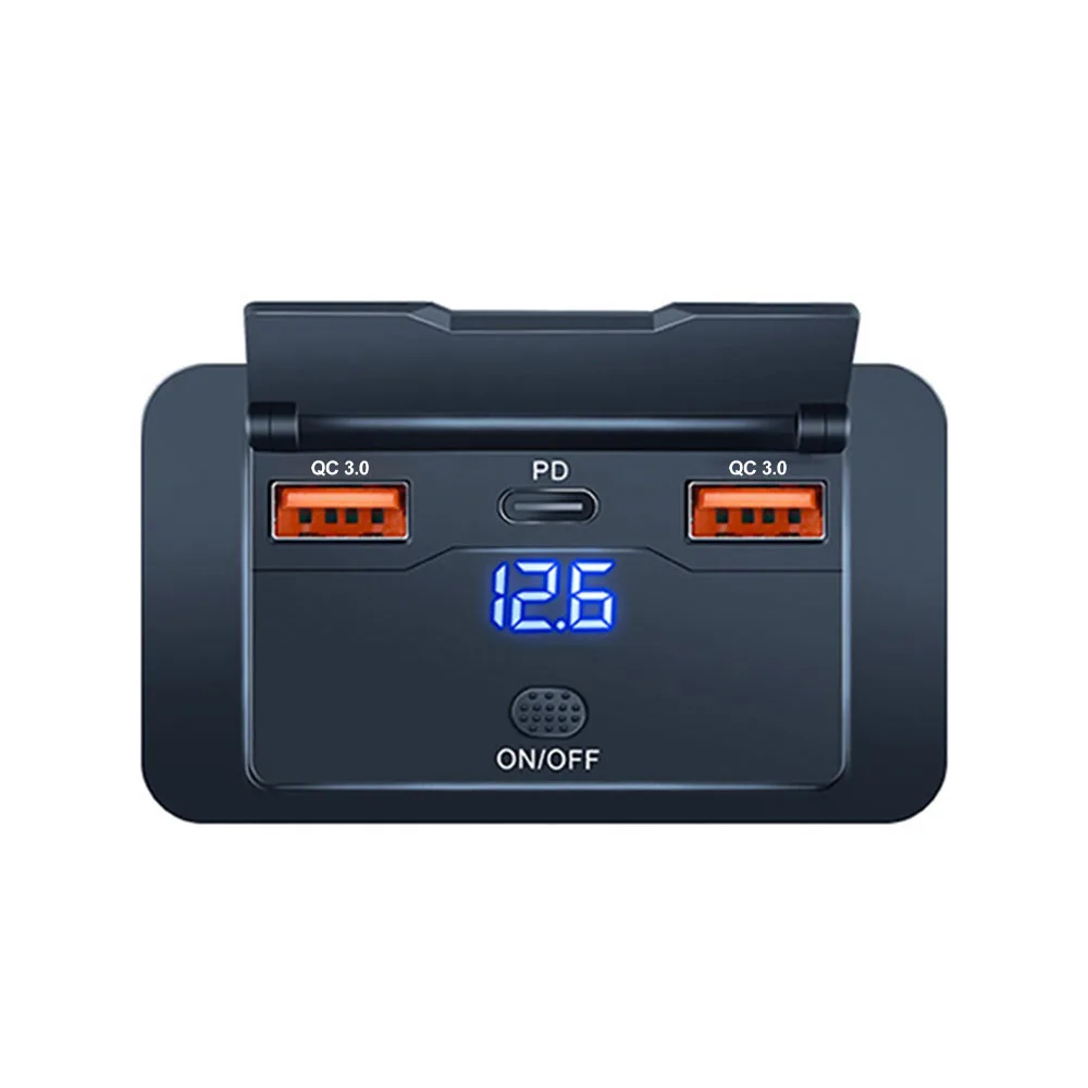 ตัวเลือกสินค้า 4 พอร์ตชาร์จไฟเร็ว PD+QC3.0 สำหรับรถยนต์และเรือ
