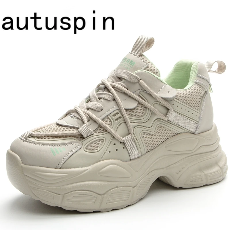 

AUTUSPIN 5cm Fashion Platform Women Sneakers Winter Outdoor Leisure Cross Tied Vulcanized Ladies Designer Shoes Zapatos Mujer