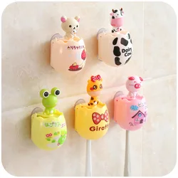 Cute animal children toothbrush holder room household cartoon plastic suction cup type children toothbrush holder