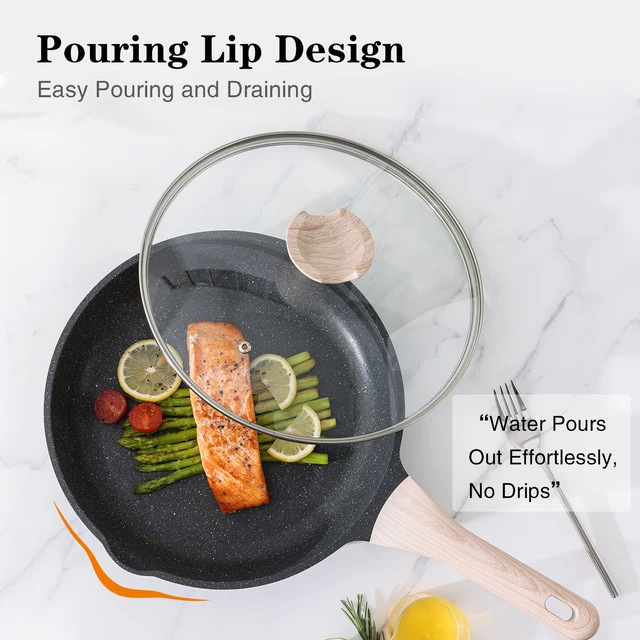KORDISEN 8/9.5/11 Inch Nonstick Frying Pan Round Induction Cooker Gas Stove Compatible Granite Aluminum Skillet Bakelite Handle 3