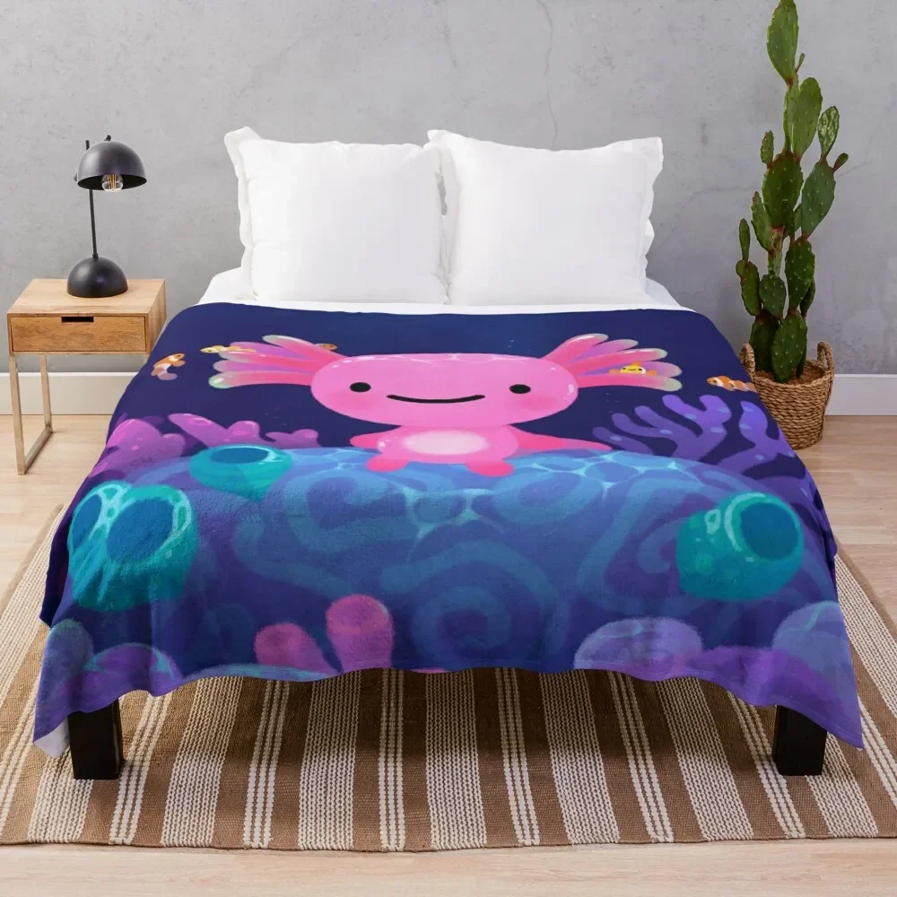 

Coral axolotl Throw Blanket Flannels Bed linens Soft Plush Plaid Plush Blankets