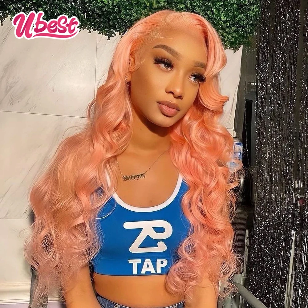 

30Inch 13x6 Pink Color Body Wave Lace Front Human Hair Wigs 180% Brazilian Body Wave 13x4 Transparen Lace Frontal Wig For Women