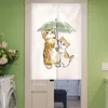 Cartoon Door Curtain with Rods Noren Cute Funny Cat Drapes Living Room Bedroom Doorway Kitchen Entrance Hanging Half-Curtains 4