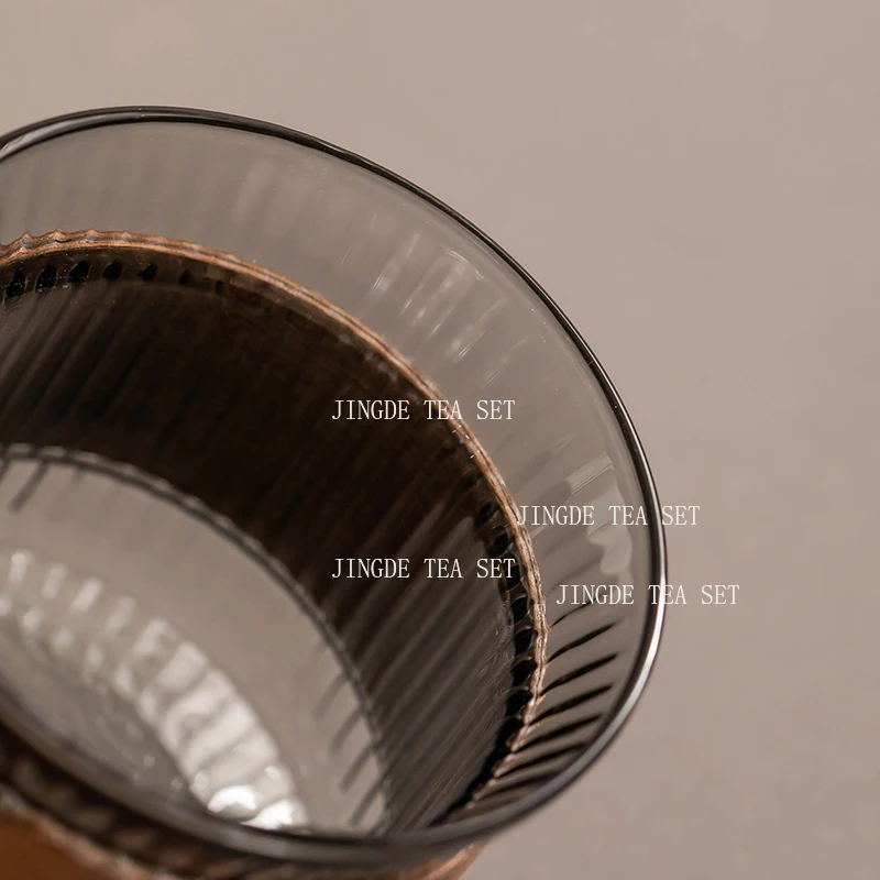 170ml Hammer Patterned Glass Tea Cup Household Japanese Vertical Pattern Anti Scalding Tea Cup Drinking Utensils Large Tea Cup