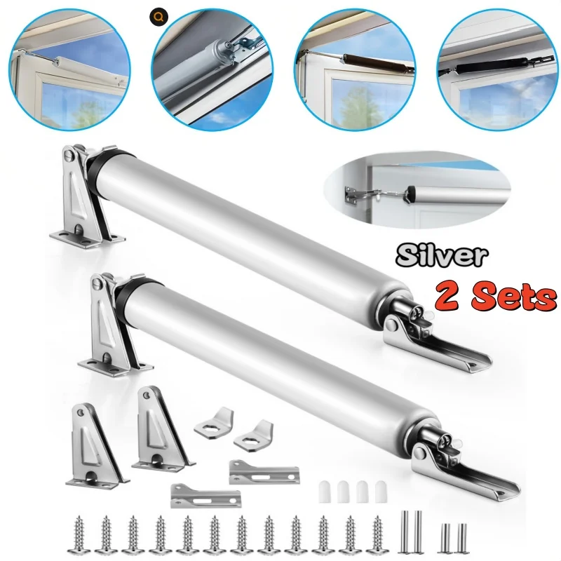 2 Set Heavy Duty Pneumatic Closer Soft Closing Automatic Door Closer Adjustable Speed Positioning Door Stop Door Holder Hardware door stopper door closer