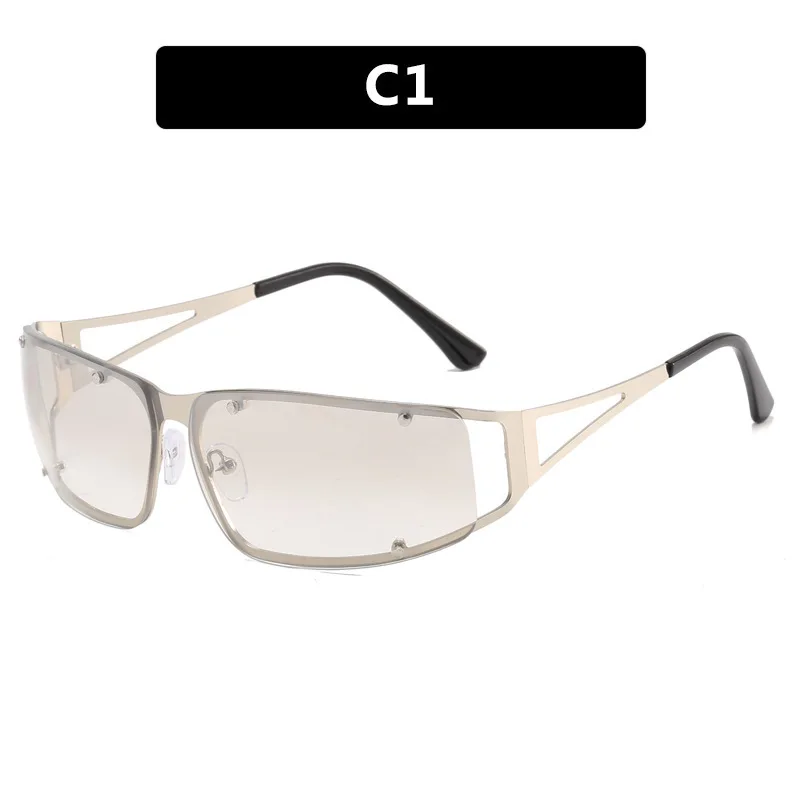 Futuristic Large Frame Sunglasses with Personalized Hollow Rivets