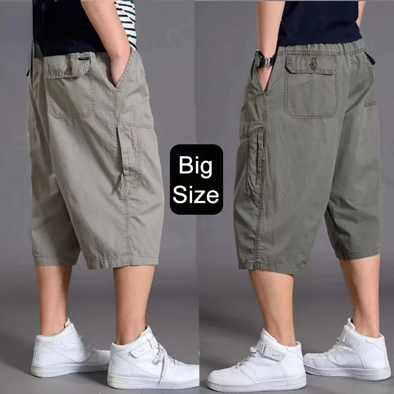 Oversize Men Cotton Shorts Fat Cargo Shorts Casual Plus Size Cropped Pants Sports Outdoor Pockets Military Tactical Summer 6XL