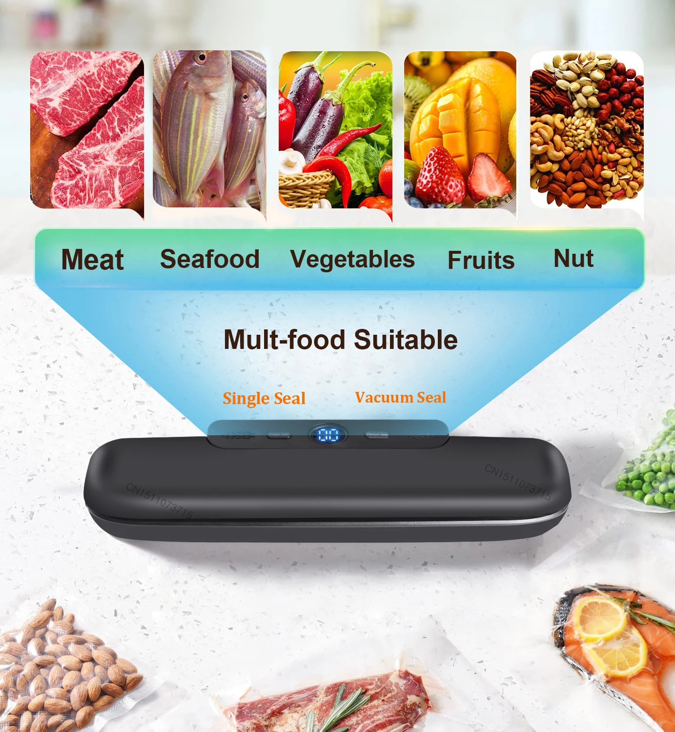 Vacuum sealer 110V food vacuum packaging machine automatic household food sealing plastic bag packing sealer