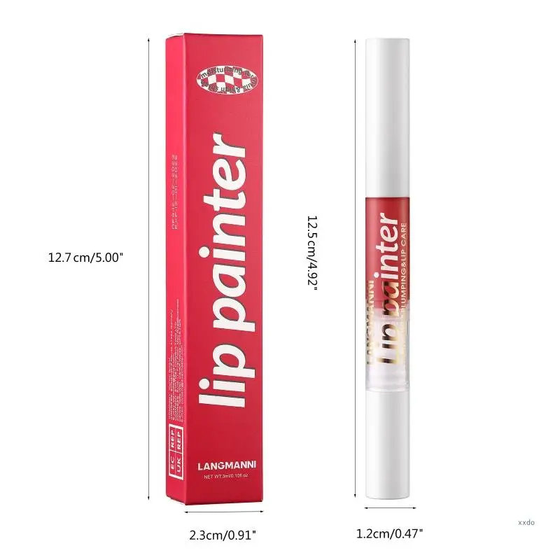 Shimmering Lip Gloss with Twistable Lasting Liquid Lipstick Moisturizing Texture Soft Brush Applicator LANGMANNI