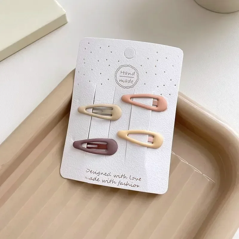 Hair Clips 4pc/set Baby Girl Korean Style Milk Tea Color Barrettes