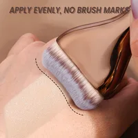 Pinceau professionnel pour fond de teint, poils en nylon doux, manche marron élégant, pour BB crème, fond de teint liquide, poudre, voyage 5