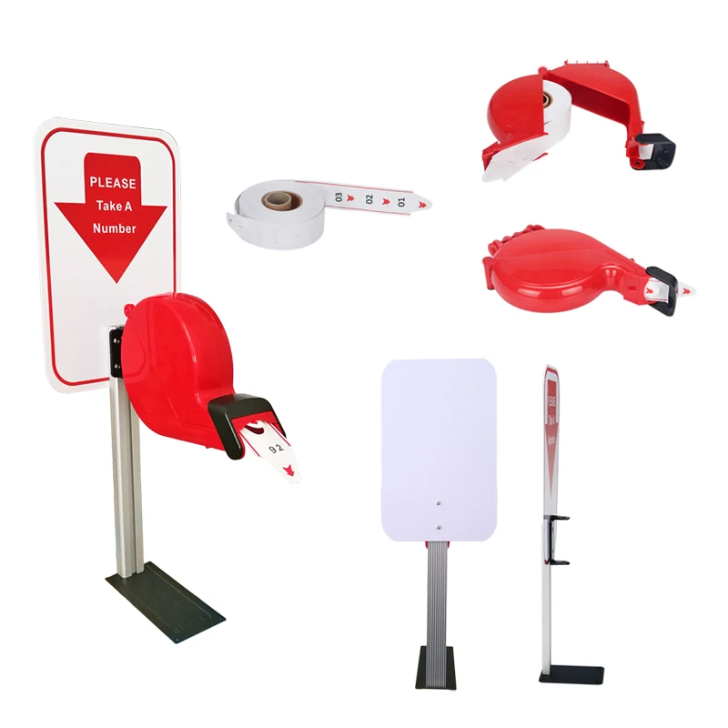 Ycall Take-A-Number Ticket Dispenser with Counter Stand 1 Roll Tape Paper 3 Digits 2000 Labels for Queue Management System