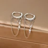 Nouveauté Double chaînes longues gland boucles d'oreilles pour femmes coréen en acier inoxydable Zircon suspendus boucle d'oreille Piercing bijoux
