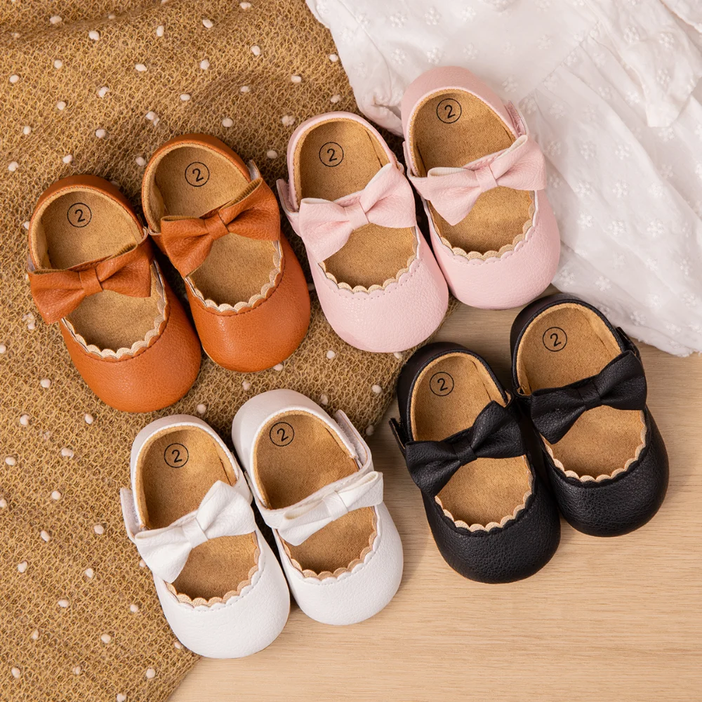 New Spring Autumn Baby Shoes Fashion Bow Princess Party Baby Girl Shoes Non-slip Rubber Sole First Walker Crib Shoes