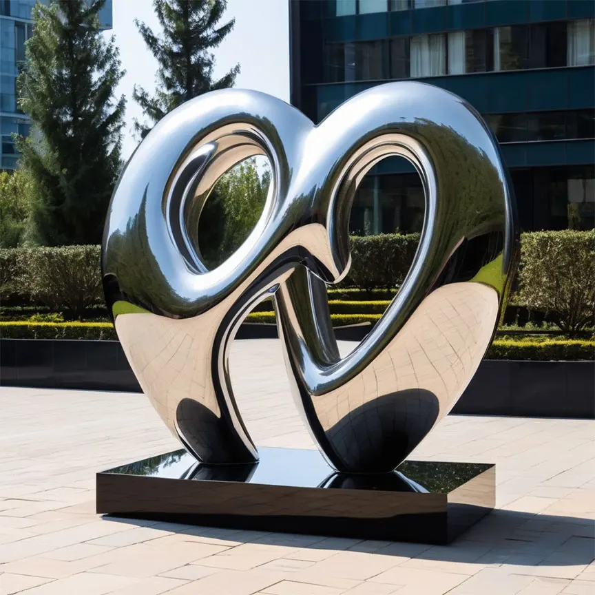 Wholesale contemporary red heart sculpture mall stainless steel 5