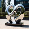 Wholesale contemporary red heart sculpture mall stainless steel 5