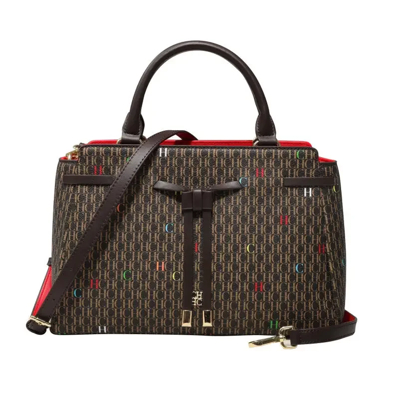 Borsa Tote CH con Motivo Goffrato e Fiocco, Design Versatile a Tracolla e a Mano, per il Pendolarismo Quotidiano, Nuova Borsa 2026 - immagine 2