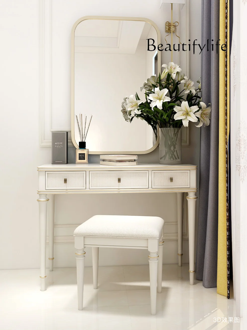 

Современный простой туалетный столик из твердой древесины, семейный Роскошный Ретро-столик для макияжа в спальне