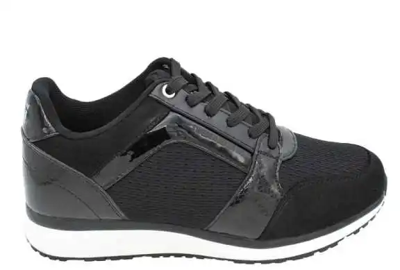 DEPORTIVA CORDÓN DE MUJER CÓMODA TEXTIL MICROFIBRA NEGRO CUÑA INTERIOR|Zapatillas  para caminar| - AliExpress