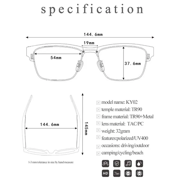 M juniu Ky inteligentne okulary bezprzewodowe połączenie Bluetooth Audio okulary głośnomówiące dzwonienie muzyka Audio okulary sportowe słuchawki bezprzewodowe 6