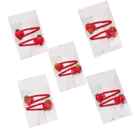 Snap Hair Clips 3D Strawberry Hairpins Lovely Barrettes Fruit Resin Side Clip