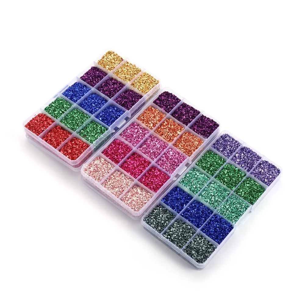 15 Grid 300g Mix Color Glass Metal Crushed Stones Silicone Resin Fillings Kit For DIY Epoxy Resin Mold Nail Art Decoration Set