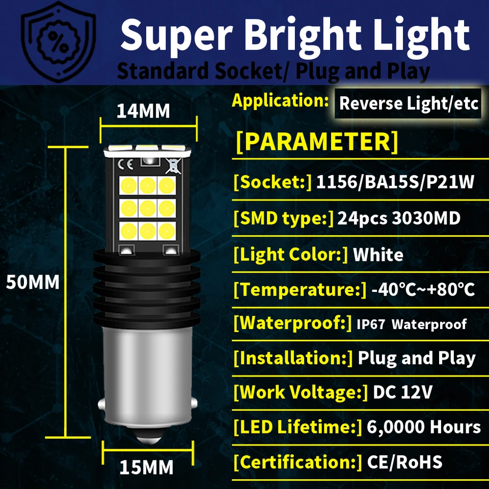 1156 7506 LED ����Ʈ ĵ����, ������ �÷��� ����, ���� ���õ� ���� ����, Ǫ�� 206 307 5008 508 107 407 308 SW, P21W, BA15S, 12V, 2 ��