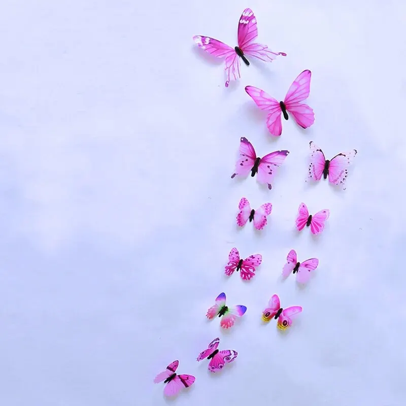Butterfly Wall Decor 12 Sets 1 Gift Three-Dimensional Attachment Refrigerator Attachment Color Print Living Room Home