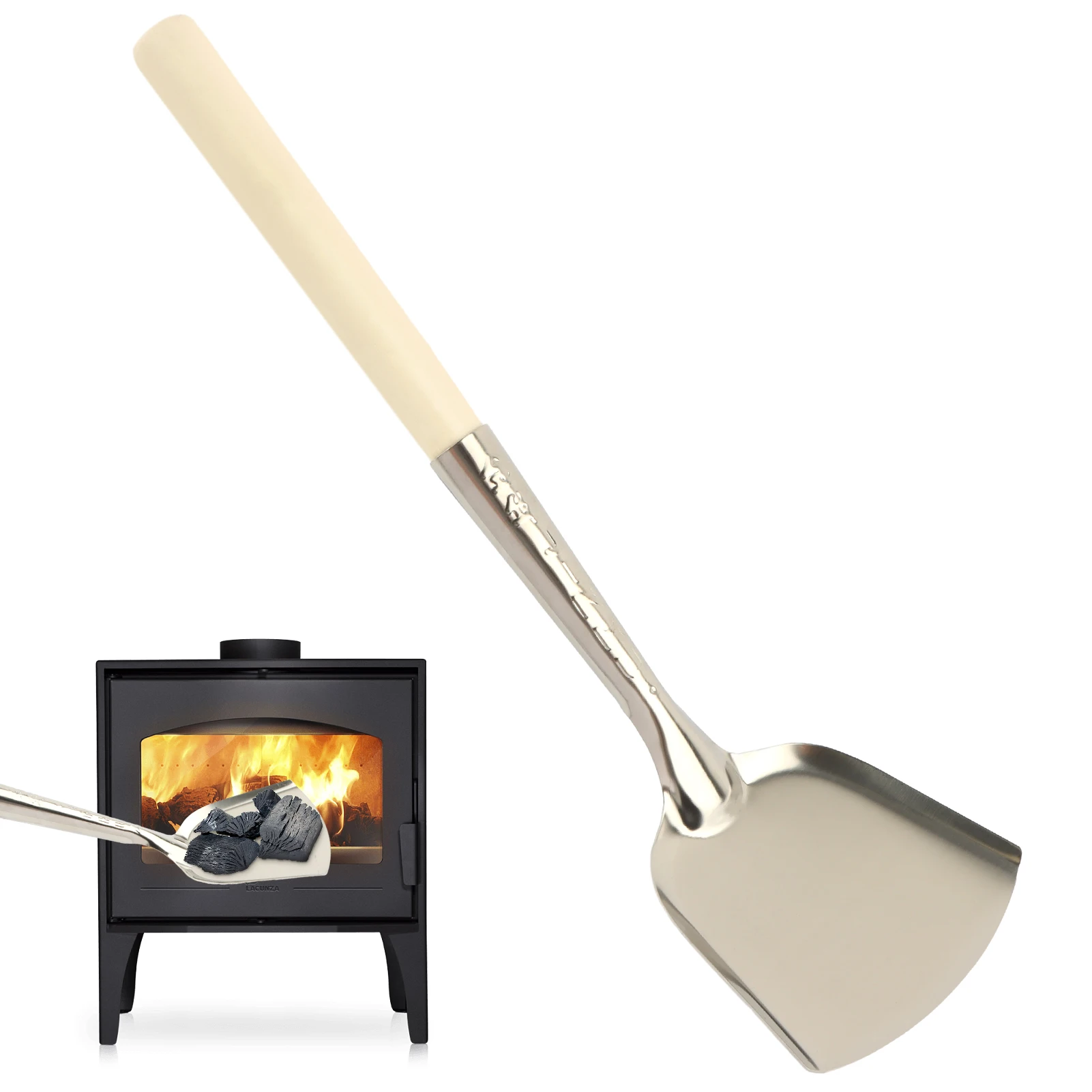 

Home Fireplace Shovel Accessories Ergonomic Stainless Steel Small Durable Grill Ash Coal Wooden Handle Stove Tool Heat Resistant