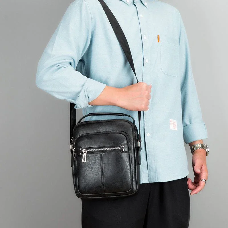 PU Leather Daily Casual Shoulder Bag for Men Small Vintage Messenger Bag Men's New Fashion Design Sling Bags
