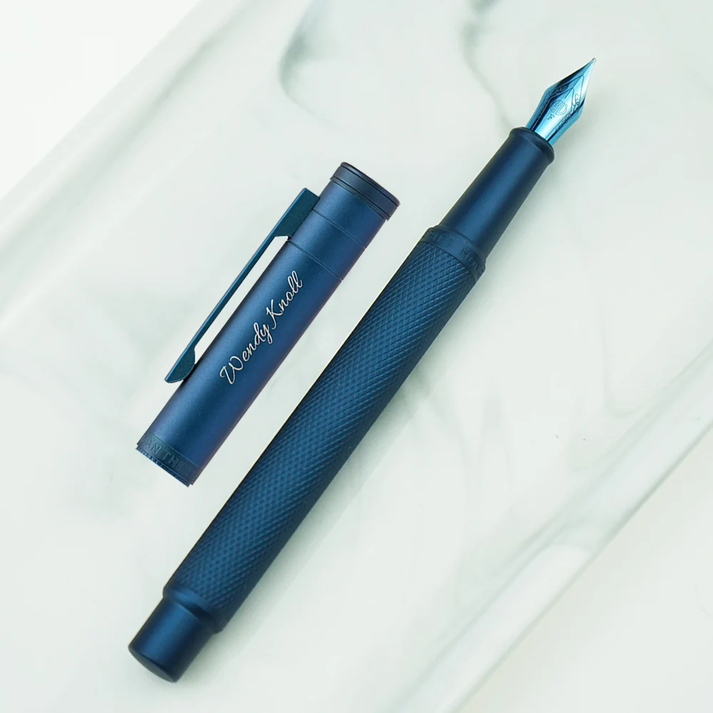 Engraved Customized Gift Pen Hongdian Dark Blue Forest Fountain Pen with Box Metal Blue Nib EF/F/Bent Beautiful Pen Writing Set hongdian hand drawing fountain pen blue magpie nib exquisite office business writing ink pens stationery students gift pens